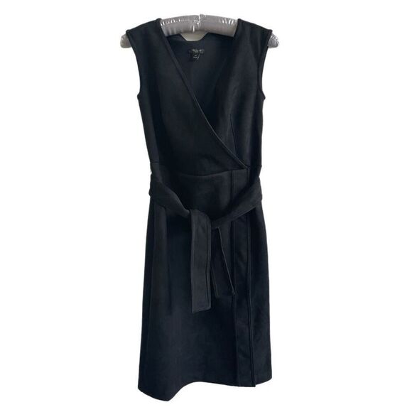 ANN TAYLOR FAUX SUEDE WRAP MIDI DRESS - Picture 2 of 5